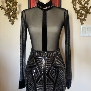 Sexy mesh bodysuit & skirt